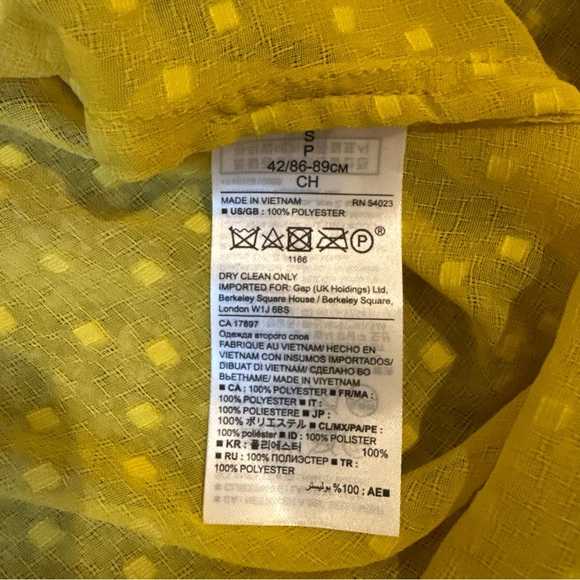 Banana Republic Sheer Swiss Dot Blouse Bright‎ Mustard Yellow Women’s Small - Picture 12 of 12
